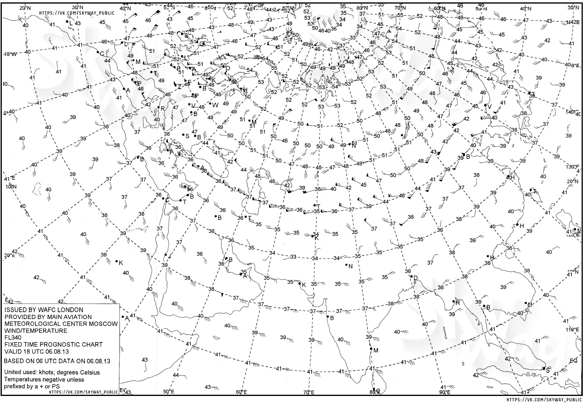 карты ветра и температуры воздуха на высотах